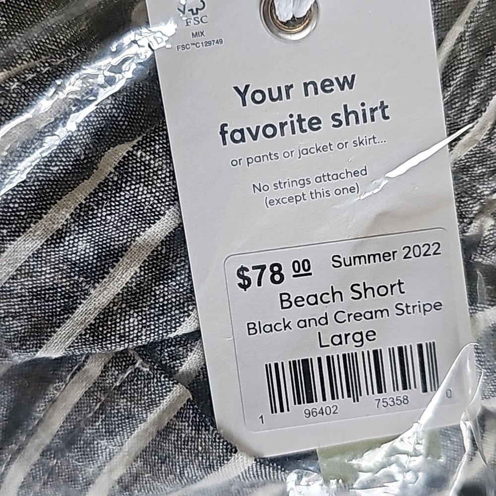 Marine Layer Black Cream Stripe Beach Short - Picture 7 of 8